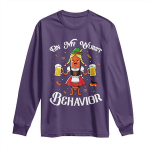 Funny Oktoberfest Sausage Dirndl German Beer Long Sleeve Shirt On My Wurst Behavior