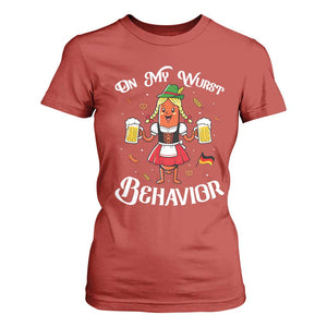 Funny Oktoberfest Sausage Dirndl German Beer T Shirt For Women On My Wurst Behavior