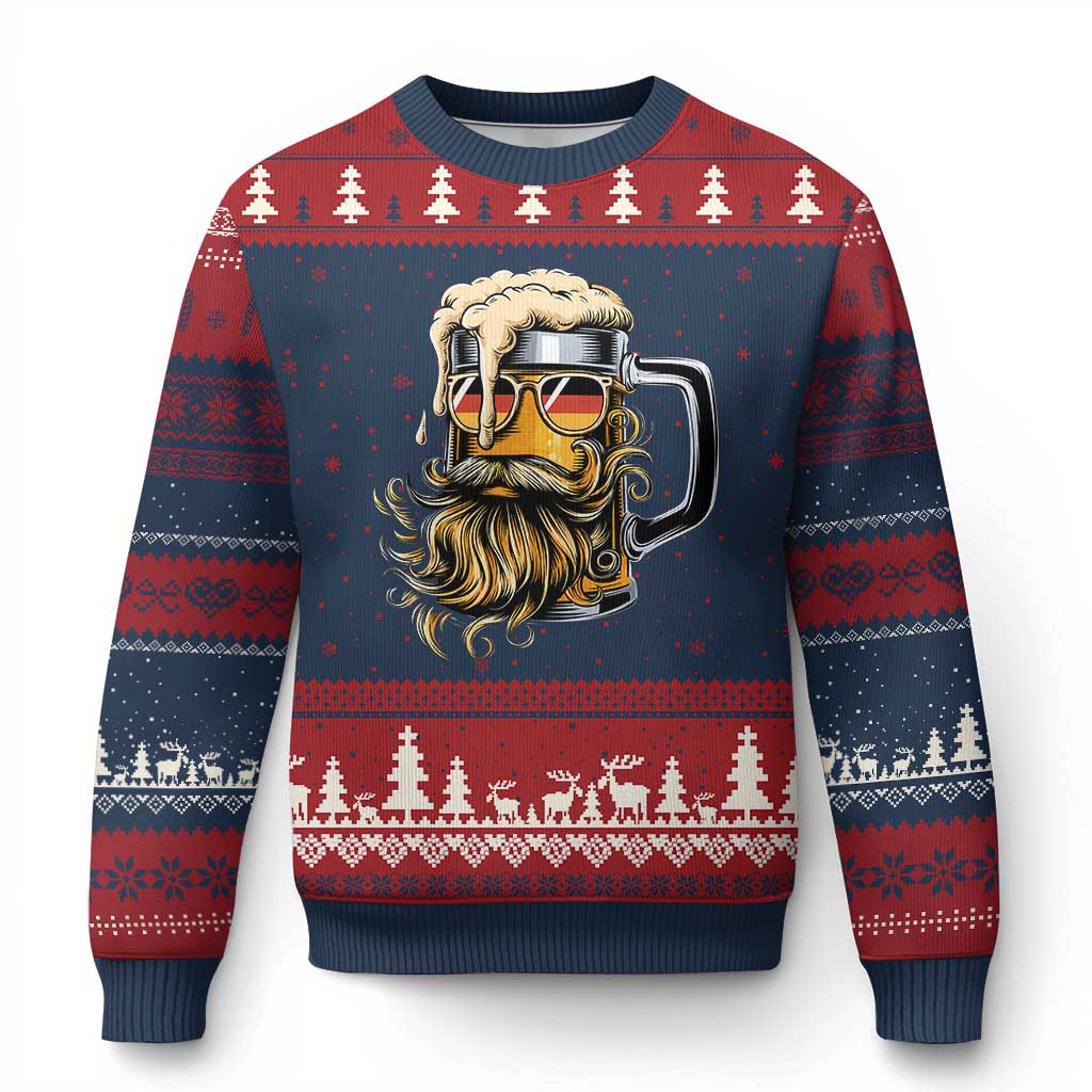 Funny Oktoberfest Beer Lover Gift Ugly Christmas Sweater Cool German Beer Mug TS12 Navy Red Print Your Wear