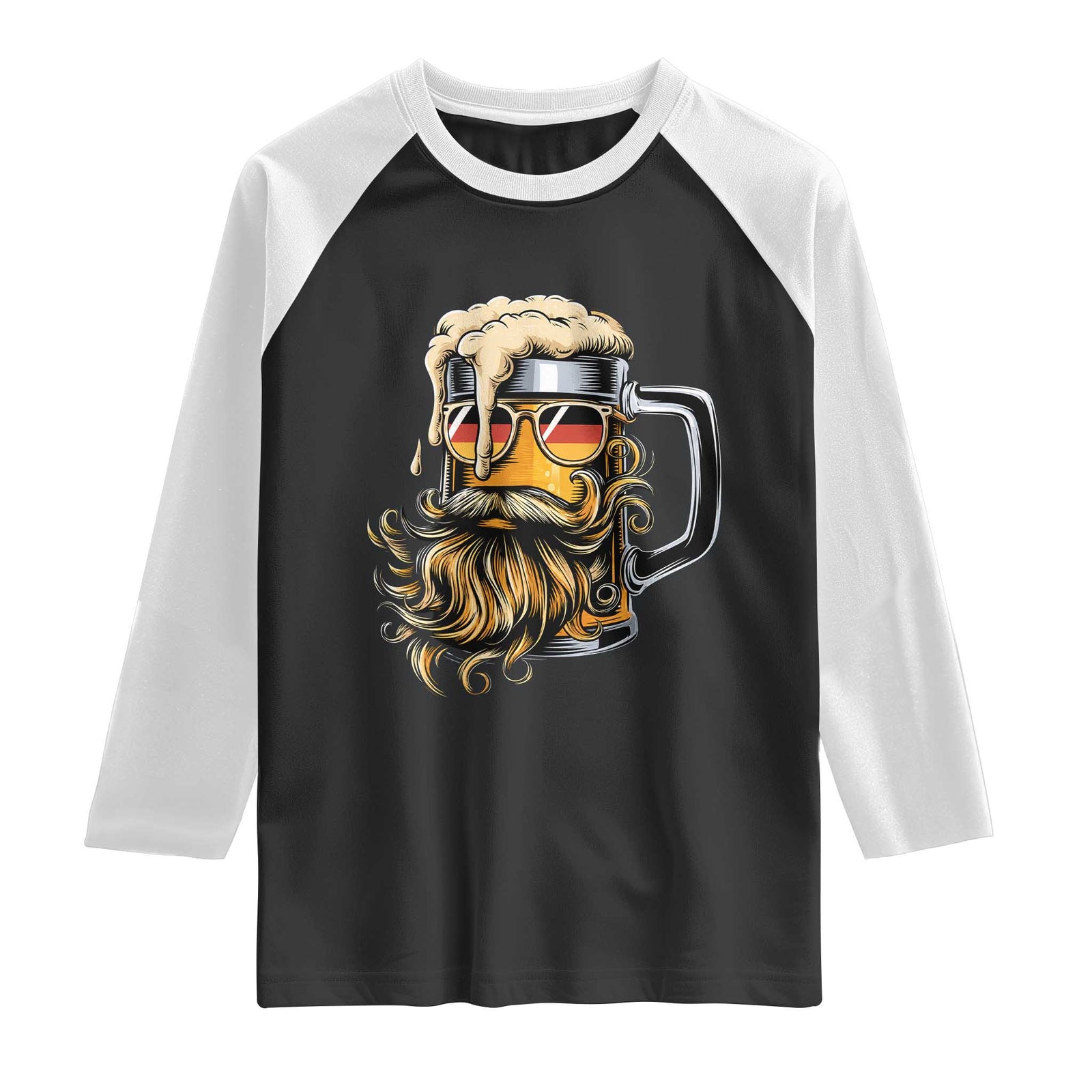 Funny Oktoberfest Beer Lover Gift Raglan Shirt Cool German Beer Mug TS12 Black White Print Your Wear