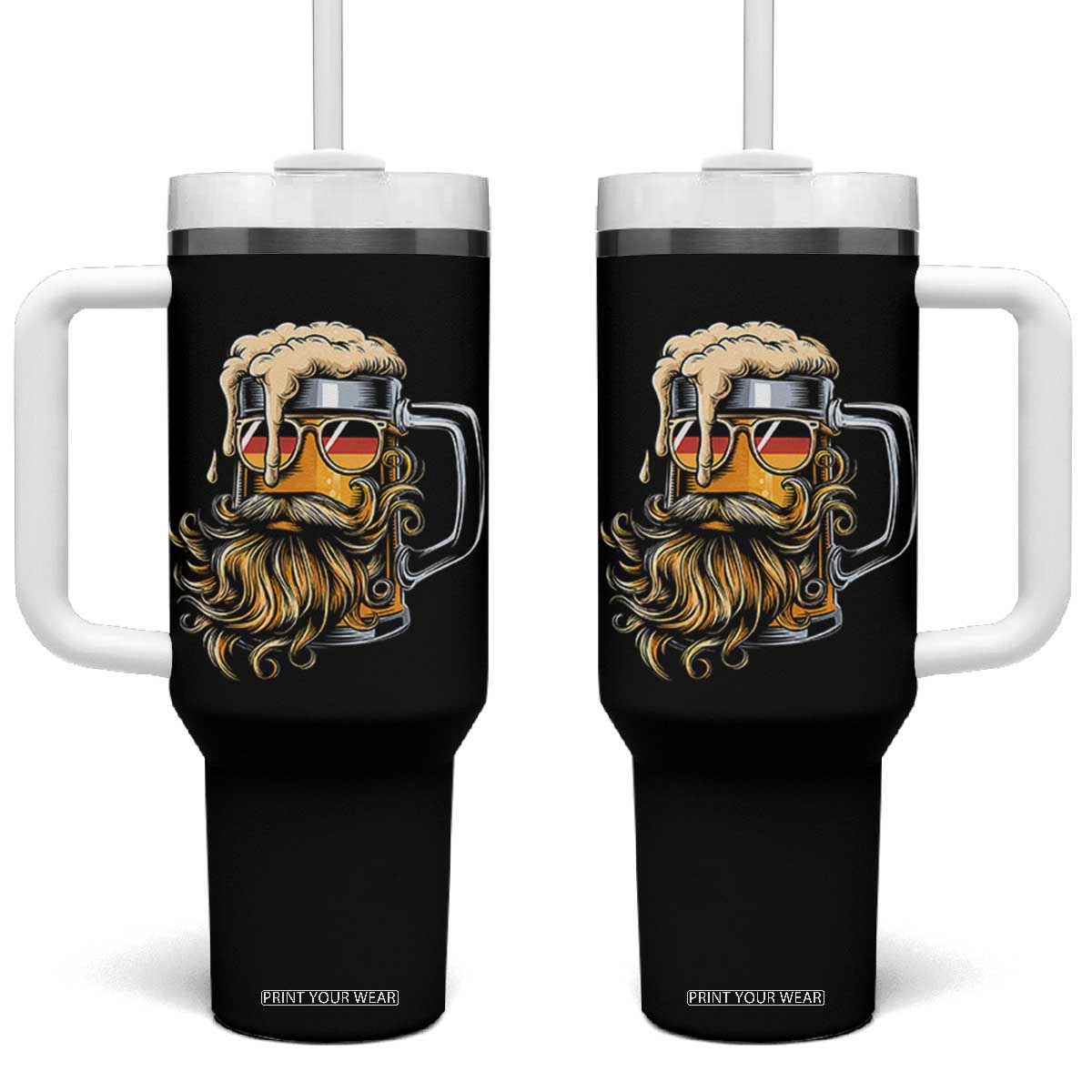 Funny Oktoberfest Beer Lover Gift Tumbler With Handle Cool German Beer Mug TS12 One Size: 40 oz Black Print Your Wear