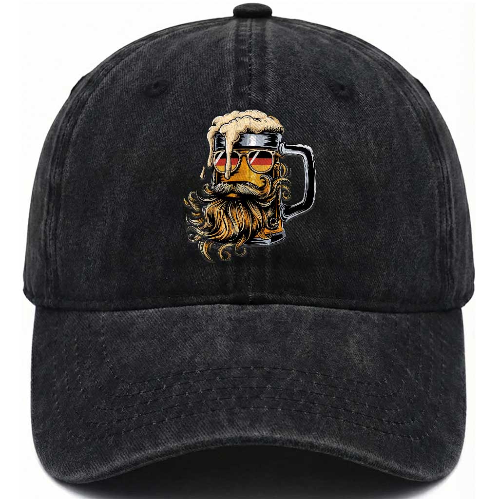 Funny Oktoberfest Beer Lover Gift Washed Cotton Baseball Cap Cool German Beer Mug TS12 Print Your Wear