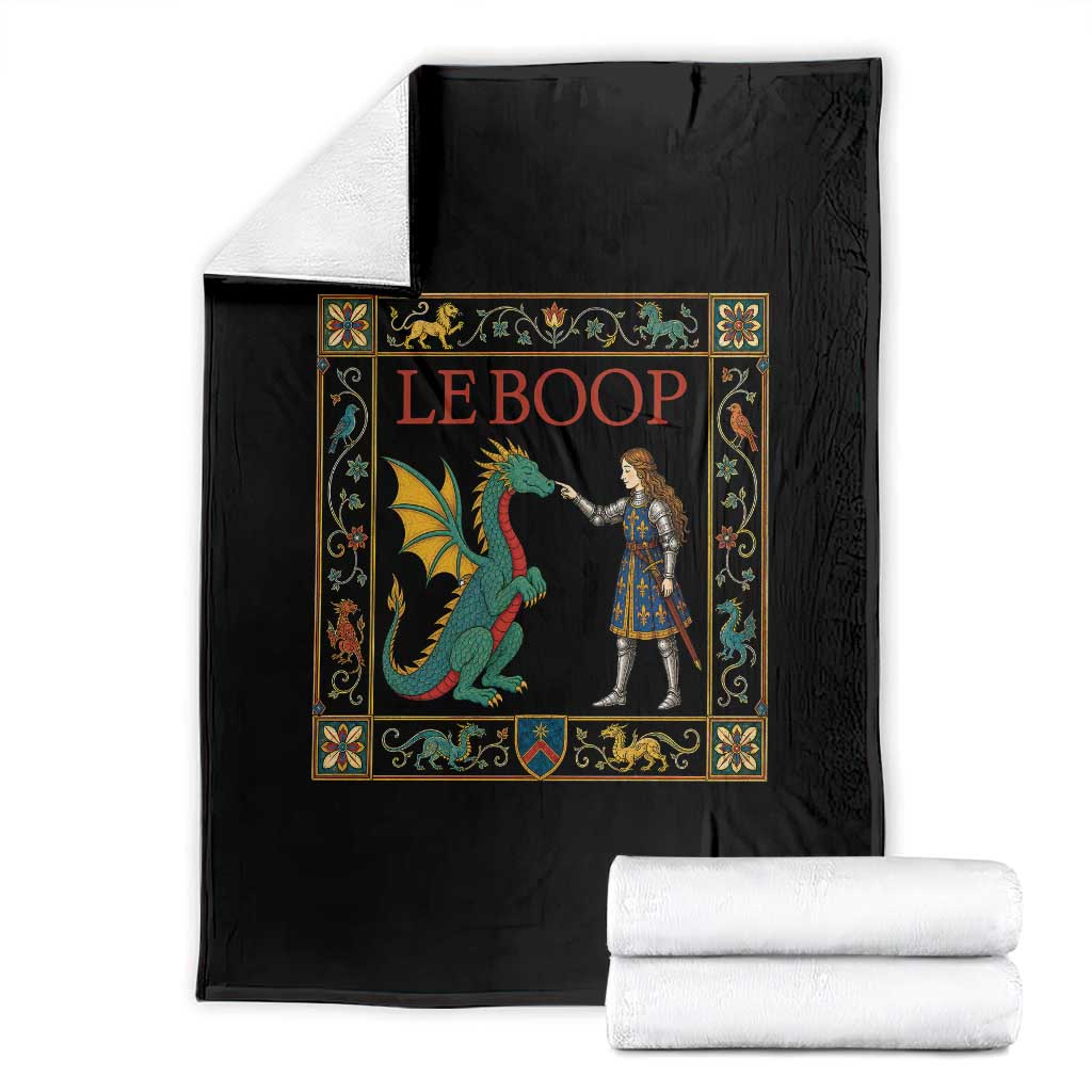 Le Boop Medieval Knight Dragon Throw Blanket Renaissance Fantasy Fair Lover Gift TS12 Black Print Your Wear
