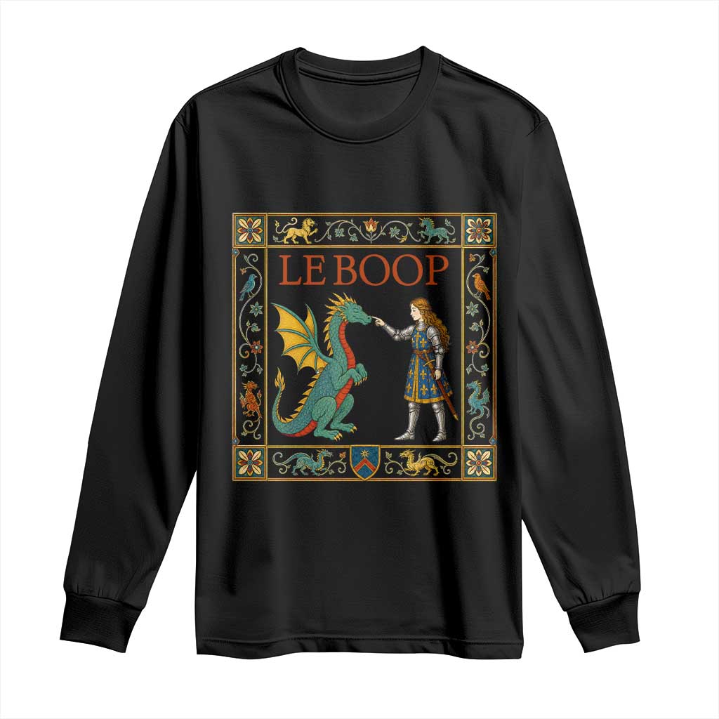 Le Boop Medieval Knight Dragon Long Sleeve Shirt Renaissance Fantasy Fair Lover Gift TS12 Black Print Your Wear