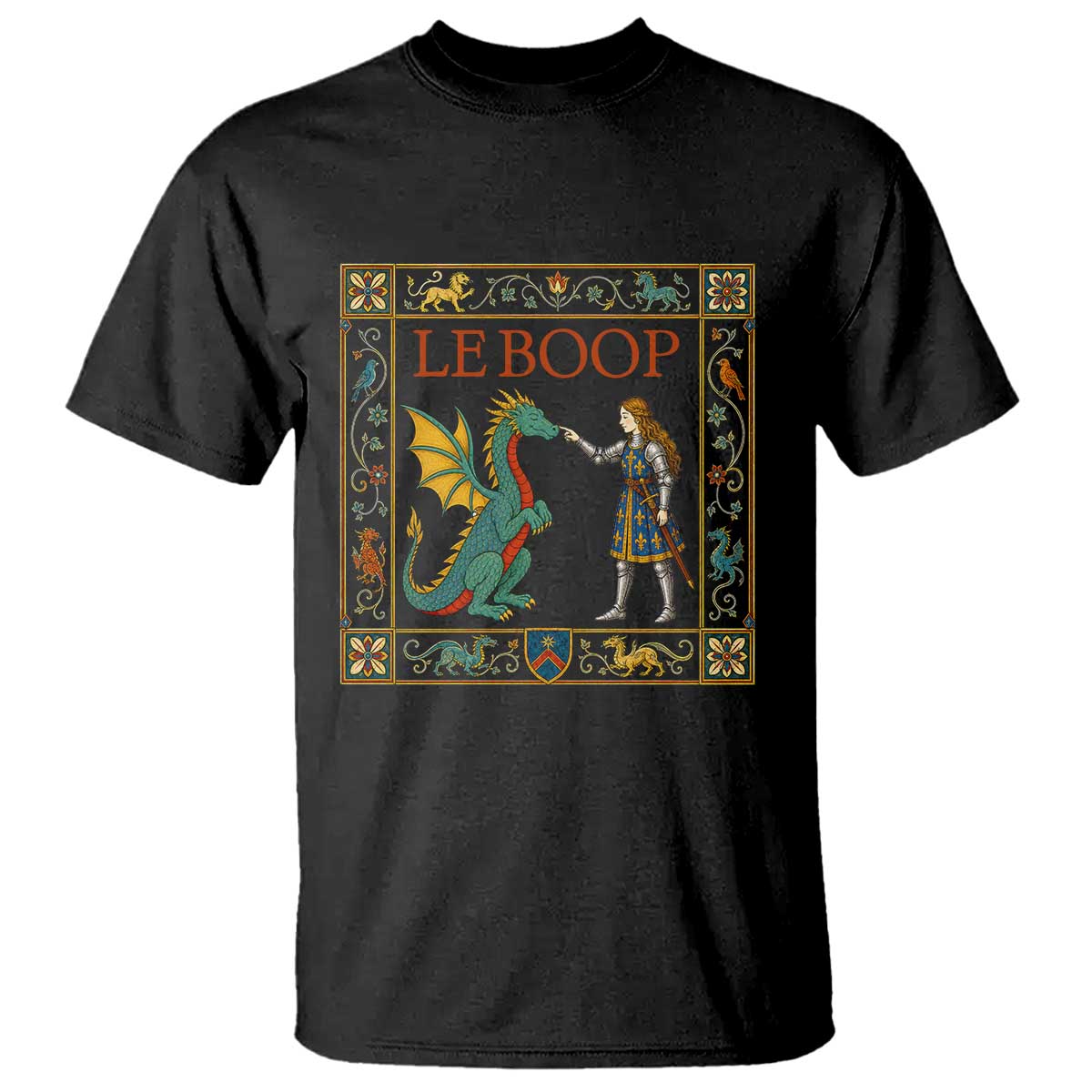 Le Boop Medieval Knight Dragon T Shirt Renaissance Fantasy Fair Lover Gift TS12 Black Print Your Wear