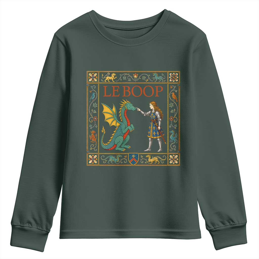 Le Boop Medieval Knight Dragon Youth Sweatshirt Renaissance Fantasy Fair Lover Gift TS12 Dark Forest Green Print Your Wear