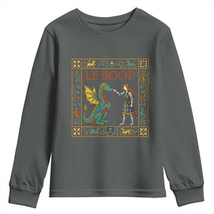 Le Boop Medieval Knight Dragon Youth Sweatshirt Renaissance Fantasy Fair Lover Gift TS12 Dark Heather Print Your Wear