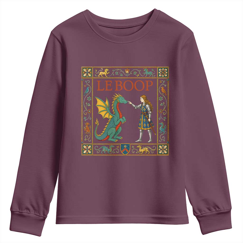 Le Boop Medieval Knight Dragon Youth Sweatshirt Renaissance Fantasy Fair Lover Gift TS12 Maroon Print Your Wear