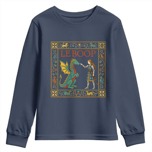Le Boop Medieval Knight Dragon Youth Sweatshirt Renaissance Fantasy Fair Lover Gift TS12 Navy Print Your Wear