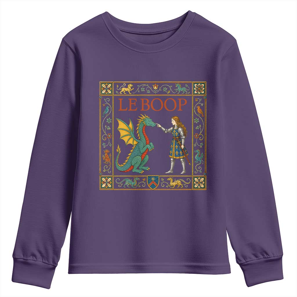 Le Boop Medieval Knight Dragon Youth Sweatshirt Renaissance Fantasy Fair Lover Gift TS12 Purple Print Your Wear
