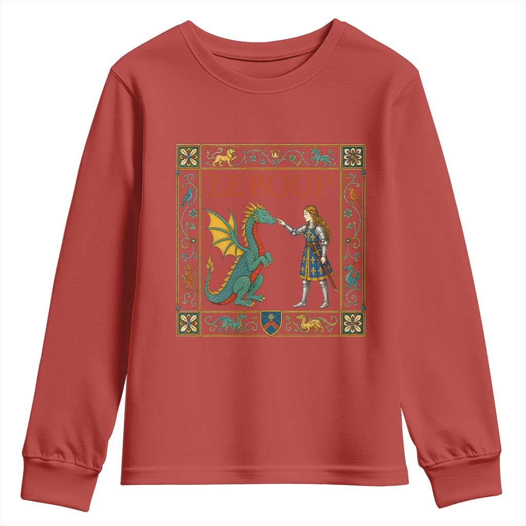 Le Boop Medieval Knight Dragon Youth Sweatshirt Renaissance Fantasy Fair Lover Gift TS12 Red Print Your Wear