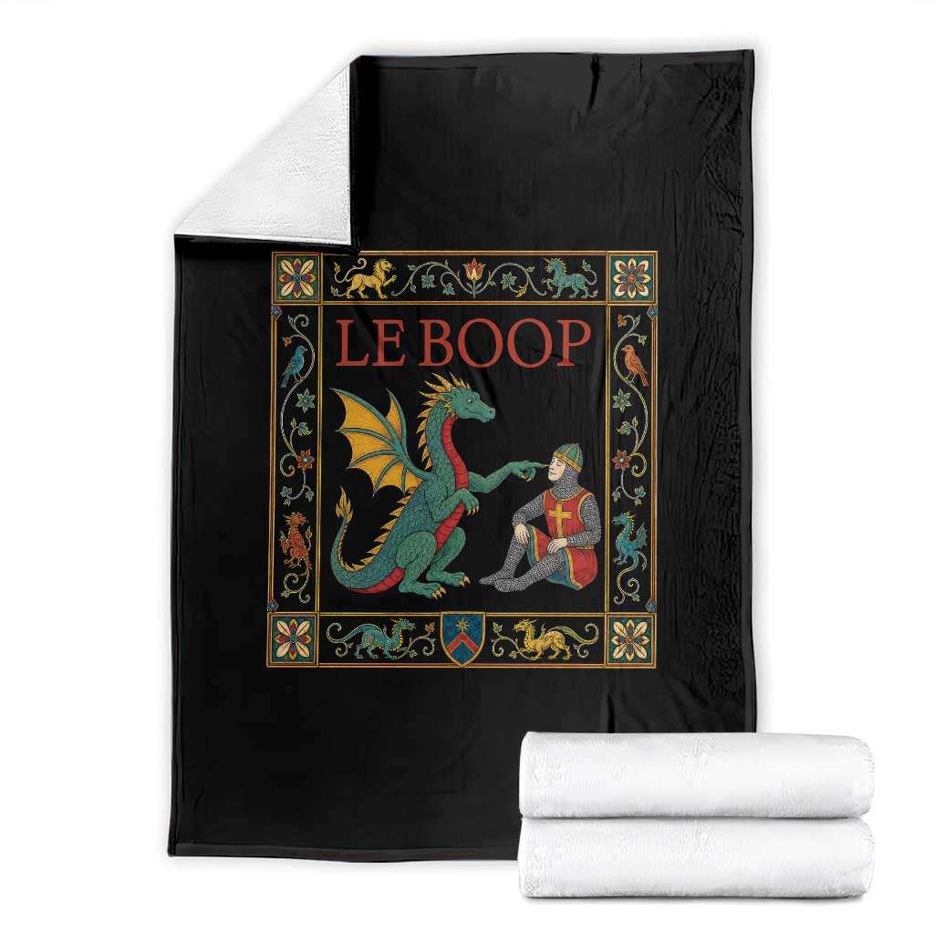 Le Boop Knight Dragon Renaissance Fair Medieval Humor Throw Blanket TS12 Black Print Your Wear