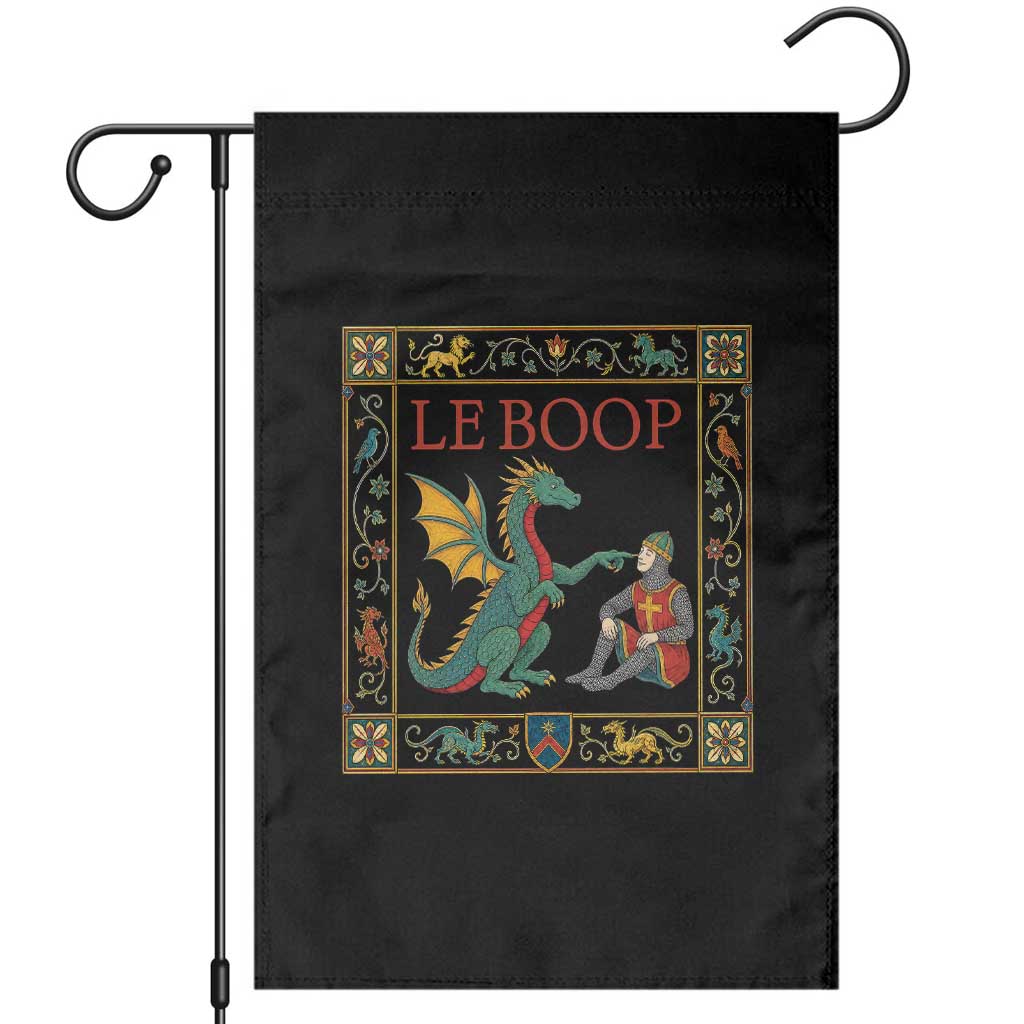 Le Boop Knight Dragon Renaissance Fair Medieval Humor Garden Flag TS12 Black Print Your Wear