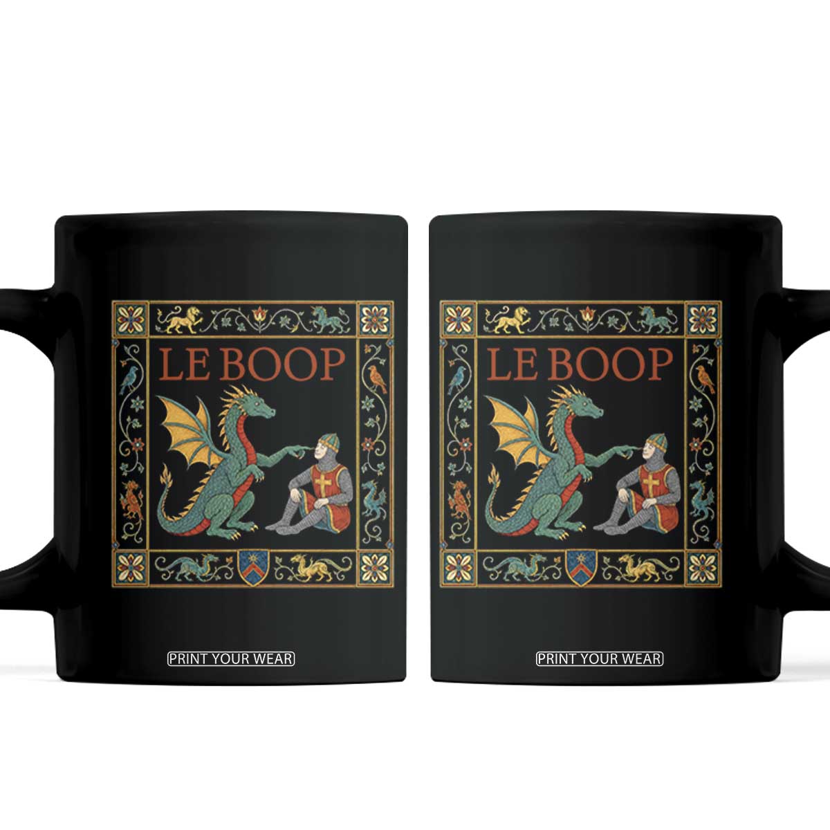 Le Boop Knight Dragon Renaissance Fair Medieval Humor Coffee Mug TS12 Black Print Your Wear