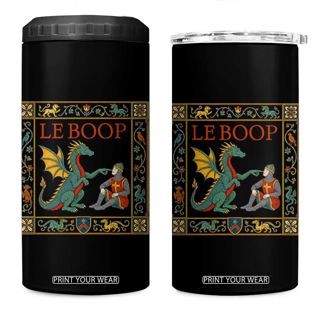 Le Boop Knight Dragon Renaissance Fair Medieval Humor 4 in 1 Can Cooler Tumbler TS12 One Size: 16 oz Black Print Your Wear