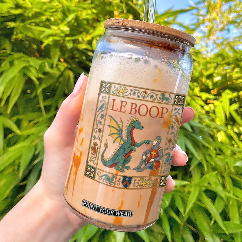Le Boop Knight Dragon Renaissance Fair Medieval Humor Glass Can TS12 Black Print Your Wear