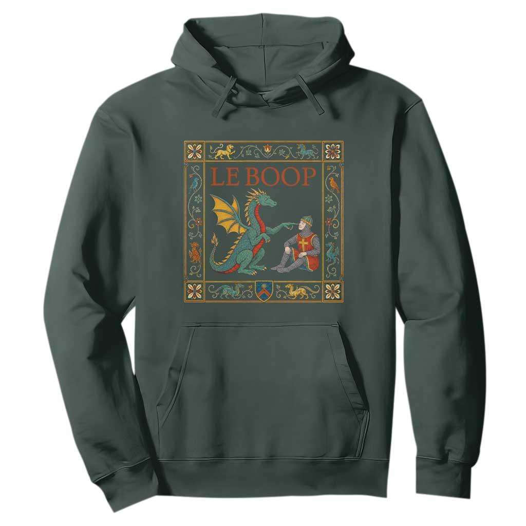 Le Boop Knight Dragon Renaissance Fair Medieval Humor Hoodie TS12 Dark Forest Green Print Your Wear