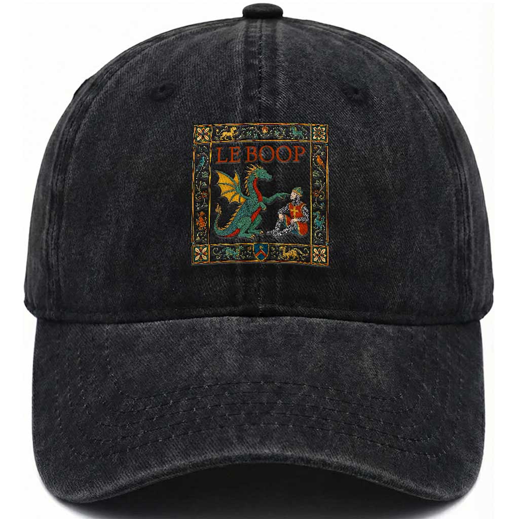 Le Boop Knight Dragon Renaissance Fair Medieval Humor Washed Cotton Baseball Cap TS12 Print Your Wear