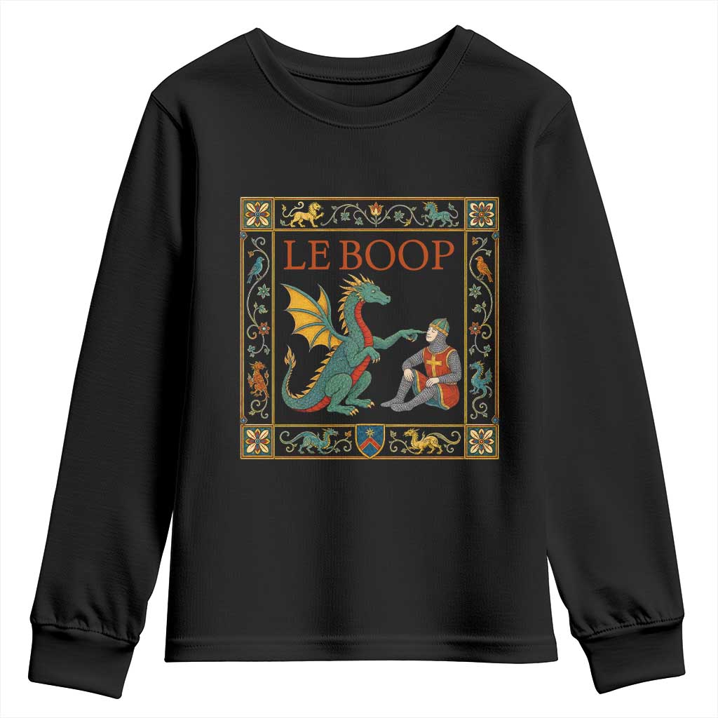 Le Boop Knight Dragon Renaissance Fair Medieval Humor Youth Sweatshirt TS12 Black Print Your Wear