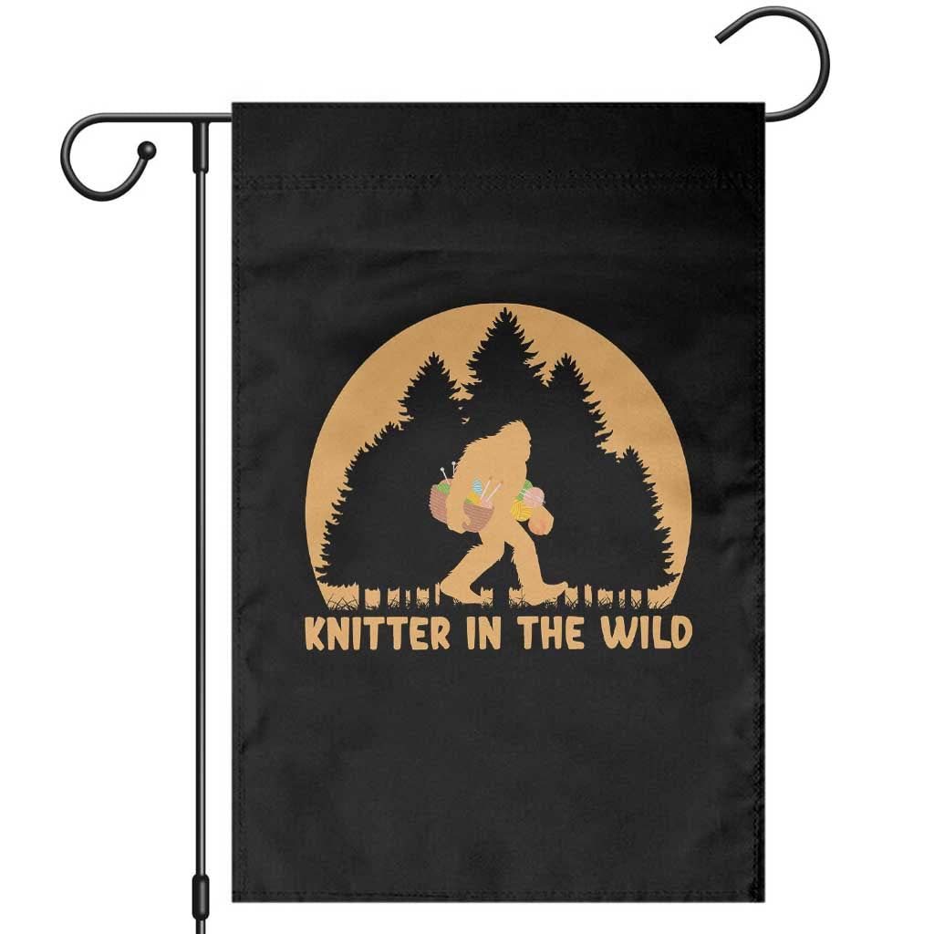 Knitting Bigfoot In The Wild Funny Gift Garden Flag TS12 Black Print Your Wear