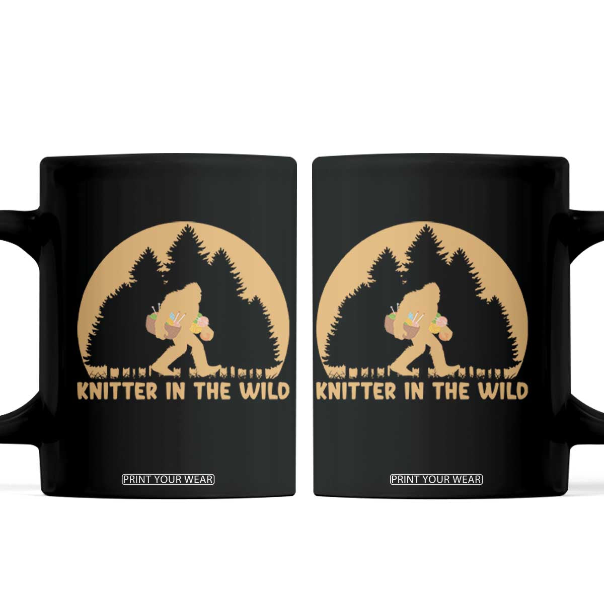 Knitting Bigfoot In The Wild Funny Gift Coffee Mug TS12 Black Print Your Wear
