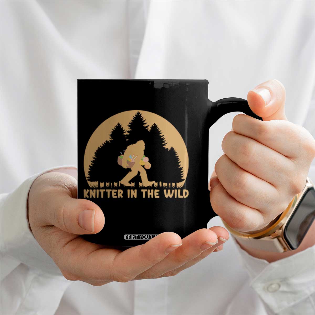 Knitting Bigfoot In The Wild Funny Gift Coffee Mug TS12 Print Your Wear