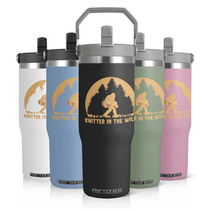 Knitting Bigfoot In The Wild Funny Gift Flip Straw Tumbler TS12 Print Your Wear