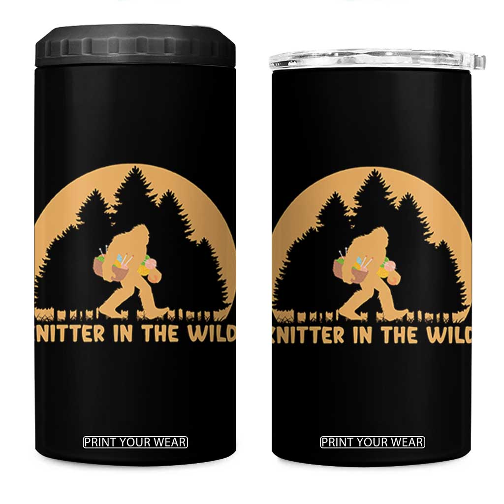 Knitting Bigfoot In The Wild Funny Gift 4 in 1 Can Cooler Tumbler TS12 One Size: 16 oz Black Print Your Wear