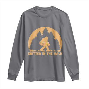 Knitting Bigfoot In The Wild Funny Gift Long Sleeve Shirt TS12 Charcoal Print Your Wear