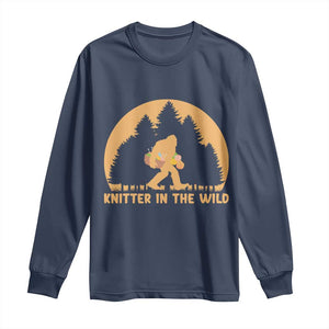 Knitting Bigfoot In The Wild Funny Gift Long Sleeve Shirt TS12 Navy Print Your Wear
