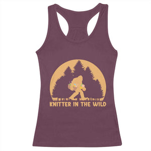 Knitting Bigfoot In The Wild Funny Gift Racerback Tank Top TS12 Maroon Print Your Wear