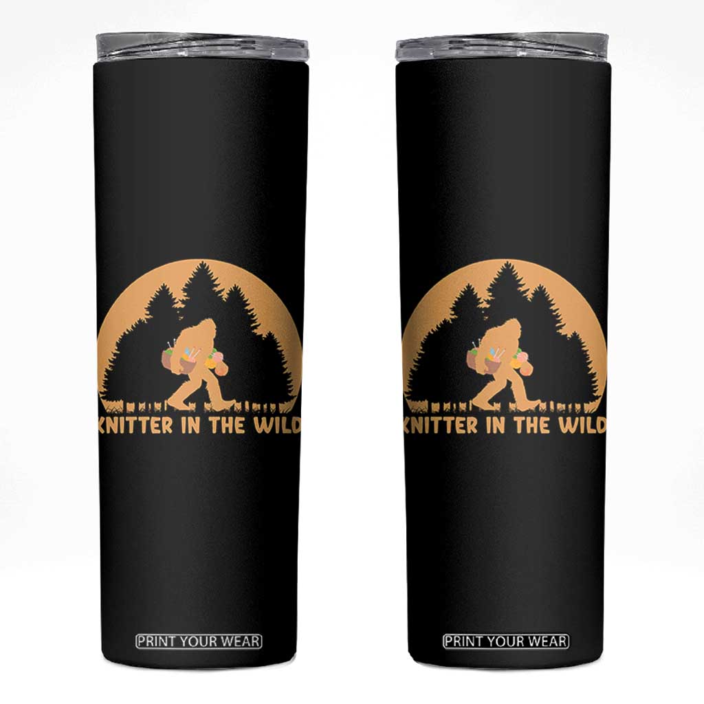 Knitting Bigfoot In The Wild Funny Gift Skinny Tumbler TS12 Black Print Your Wear