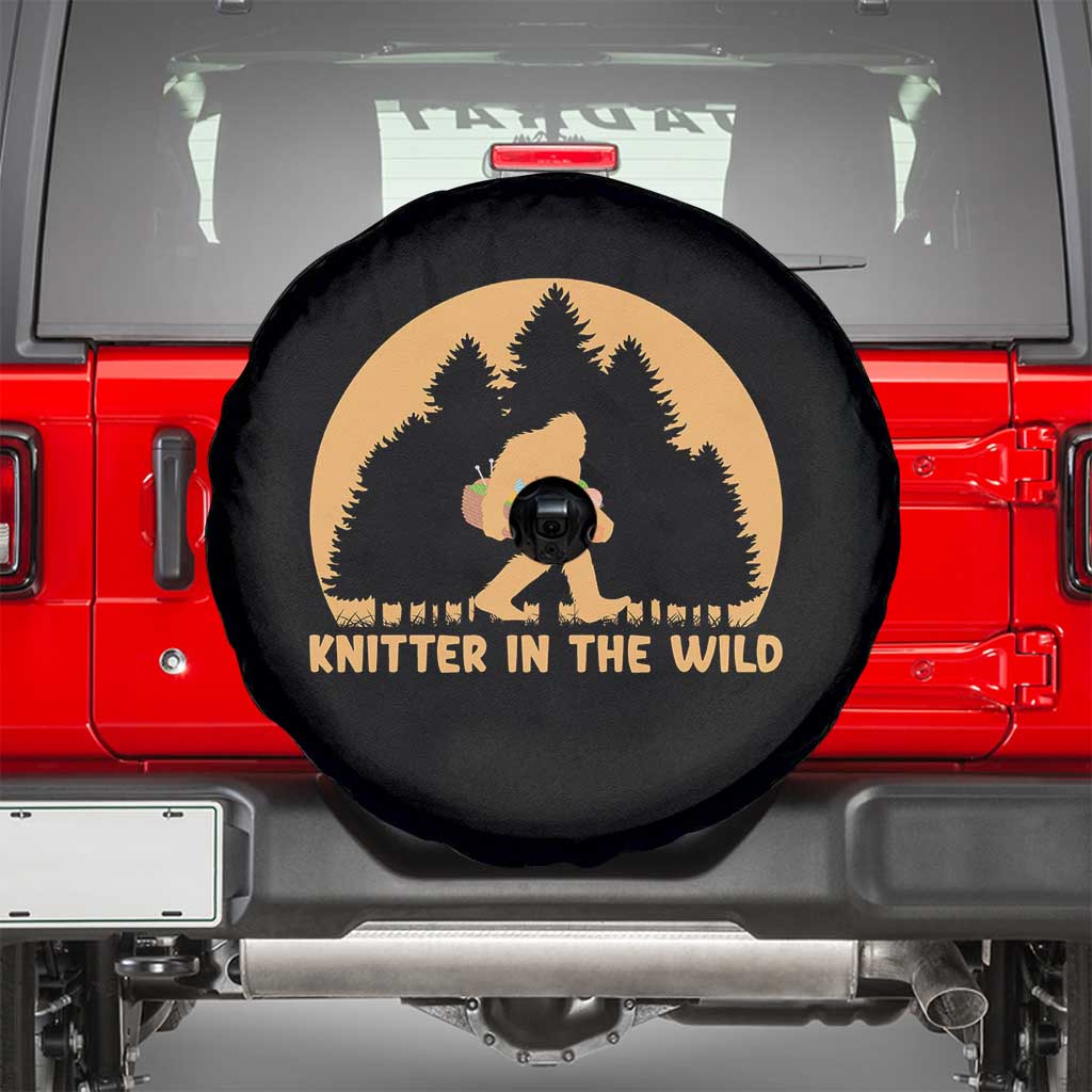 Knitting Bigfoot In The Wild Funny Gift Spare Tire Cover TS12 Black Print Your Wear