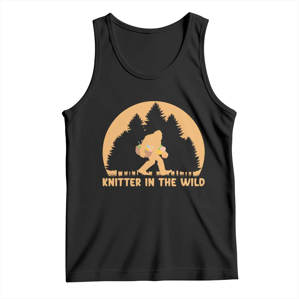 Knitting Bigfoot In The Wild Funny Gift Tank Top TS12 Black Print Your Wear
