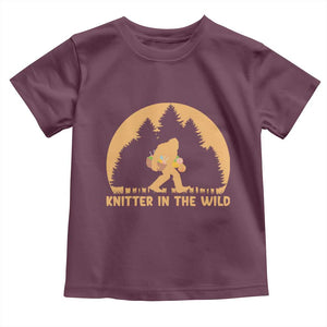 Knitting Bigfoot In The Wild Funny Gift Toddler T Shirt TS12 Maroon Print Your Wear