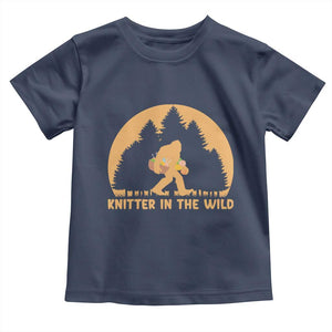 Knitting Bigfoot In The Wild Funny Gift Toddler T Shirt TS12 Navy Print Your Wear