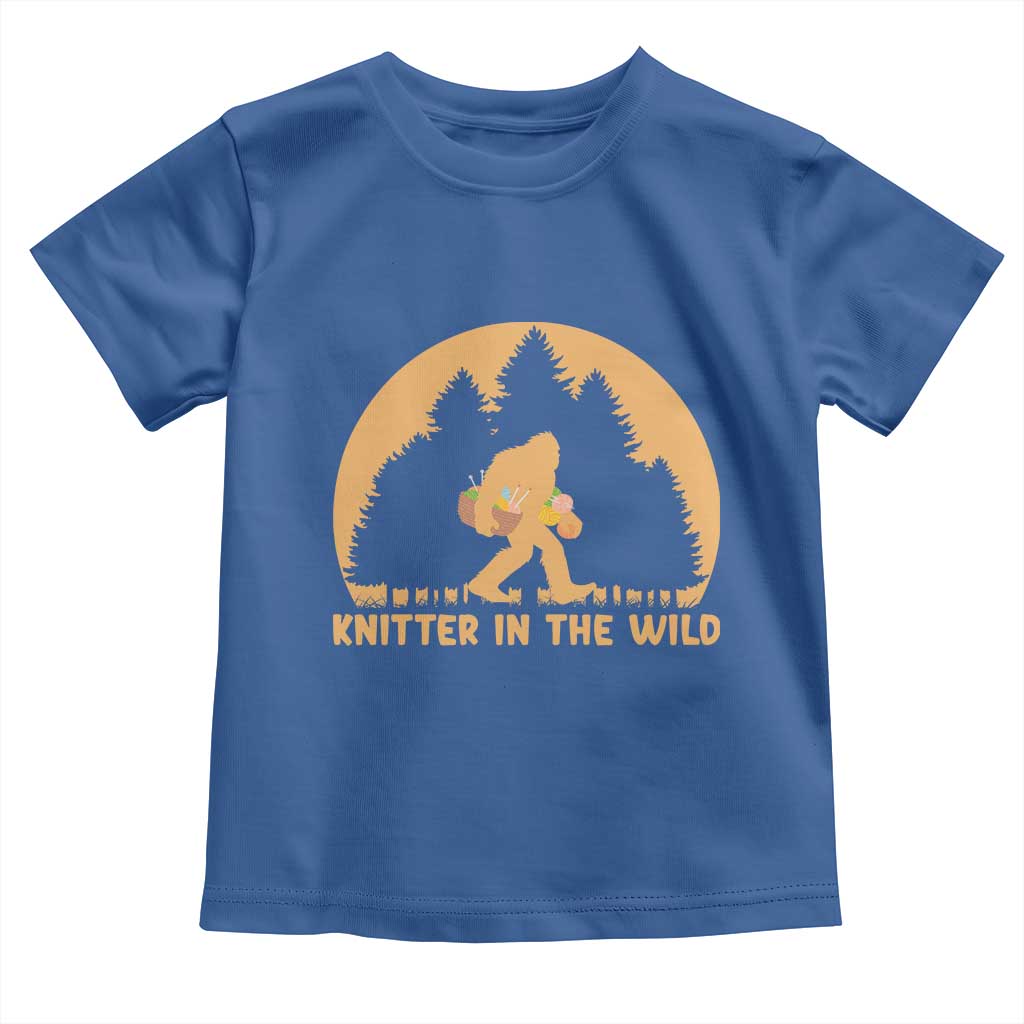 Knitting Bigfoot In The Wild Funny Gift Toddler T Shirt TS12 Royal Blue Print Your Wear