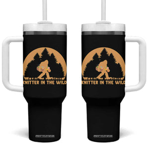 Knitting Bigfoot In The Wild Funny Gift Tumbler With Handle TS12 One Size: 40 oz Black Print Your Wear