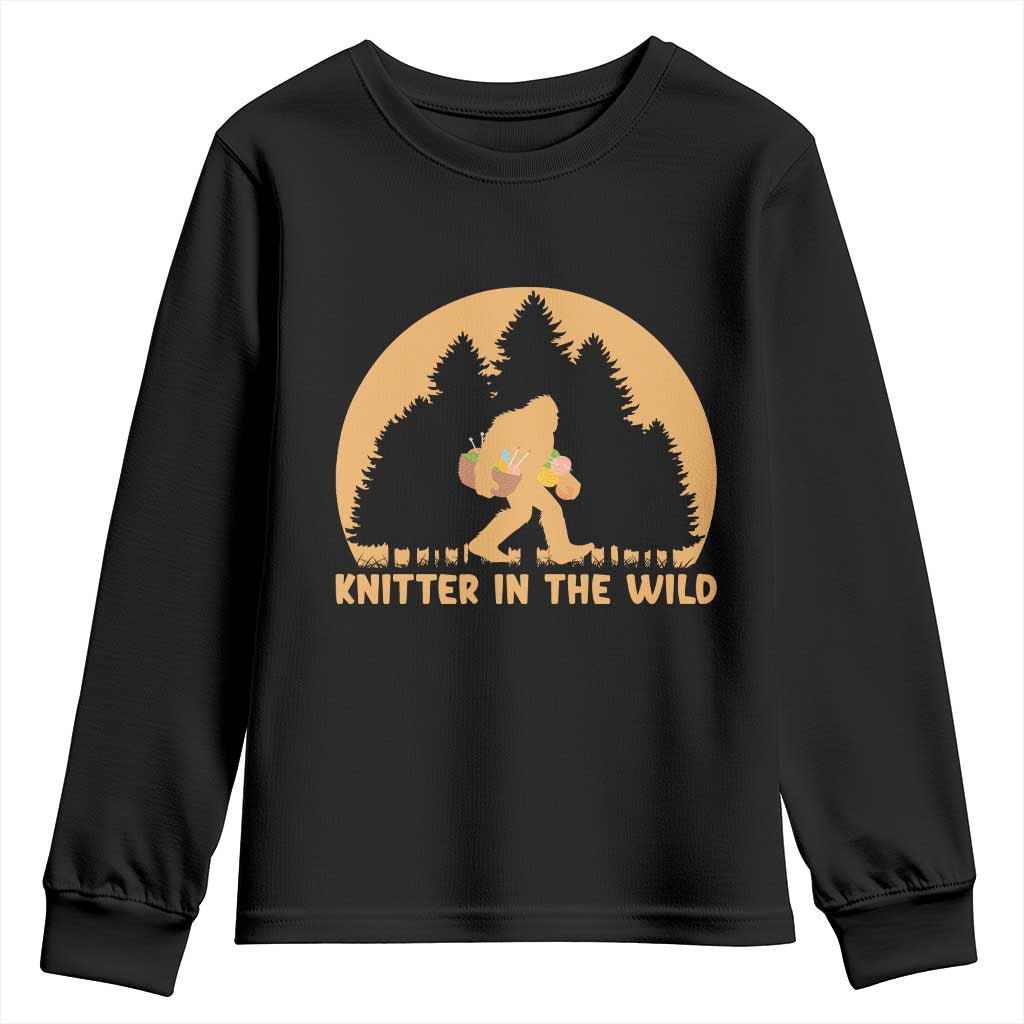 Knitting Bigfoot In The Wild Funny Gift Youth Sweatshirt TS12 Black Print Your Wear