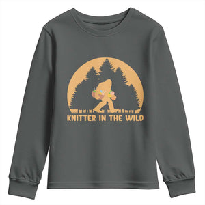 Knitting Bigfoot In The Wild Funny Gift Youth Sweatshirt TS12 Dark Heather Print Your Wear