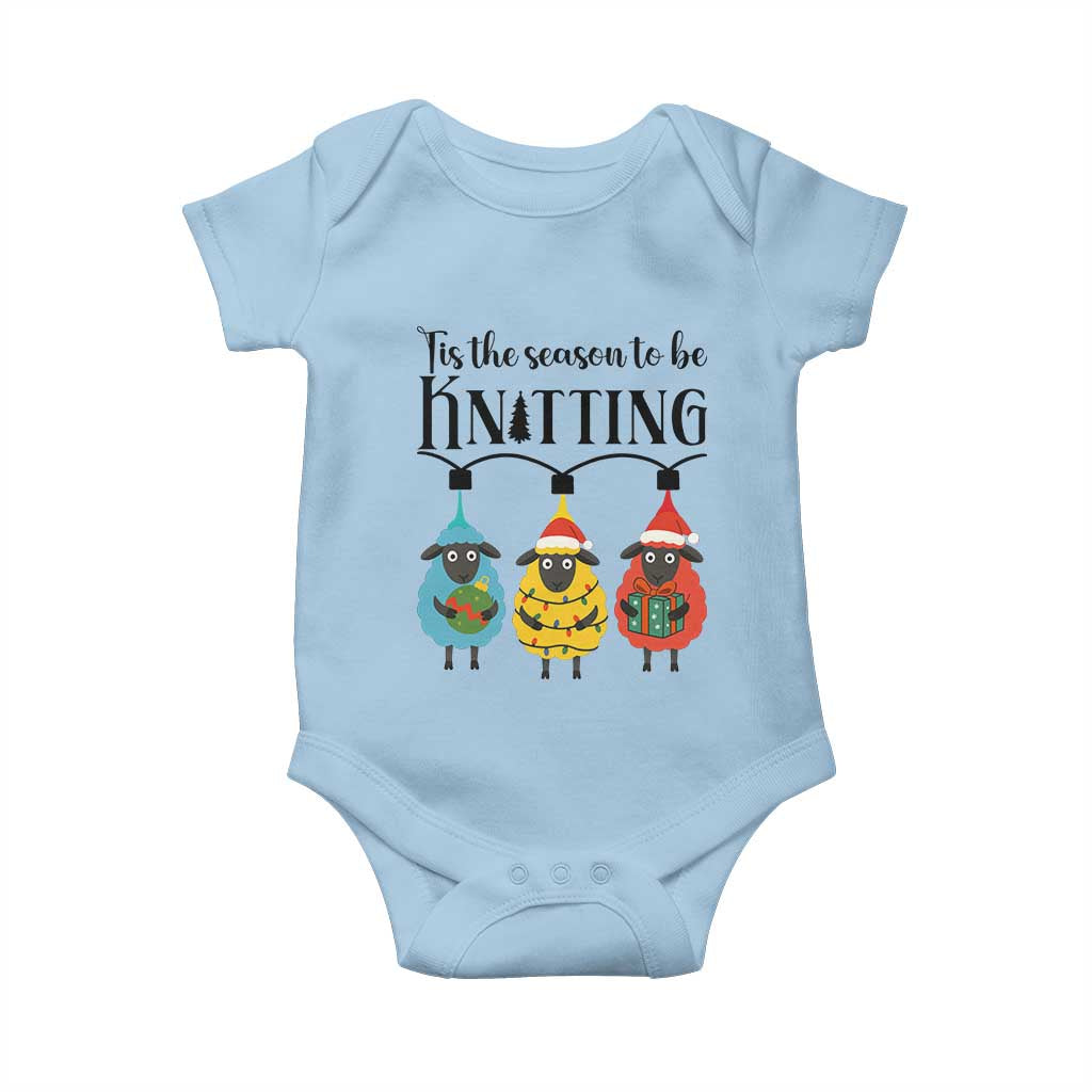 Tis The Season To Be Knitting Baby Onesie Christmas Gift TS12 Light Blue Print Your Wear