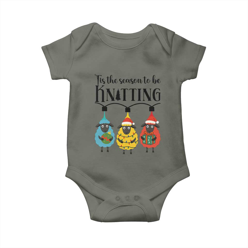 Tis The Season To Be Knitting Baby Onesie Christmas Gift TS12 Military Green Print Your Wear