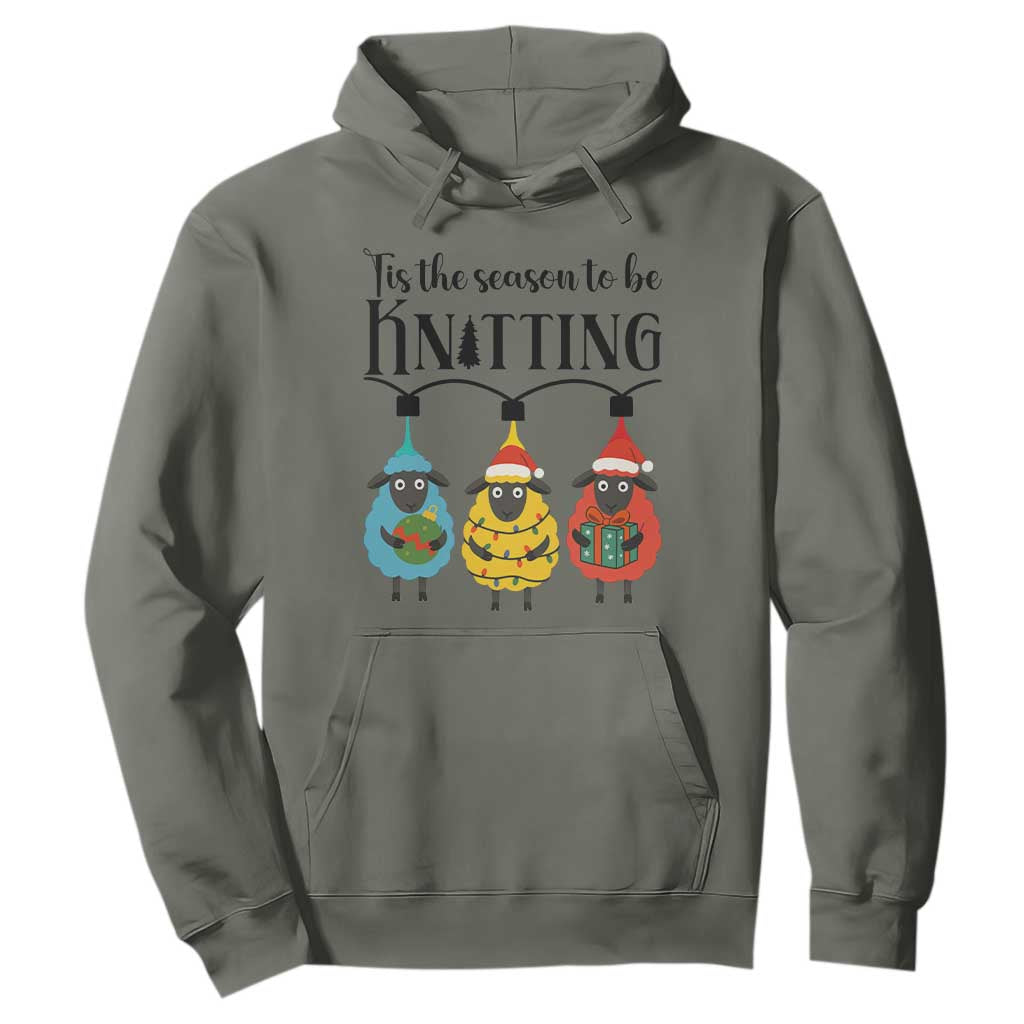 Tis The Season To Be Knitting Hoodie Christmas Gift TS12 Military Green Print Your Wear