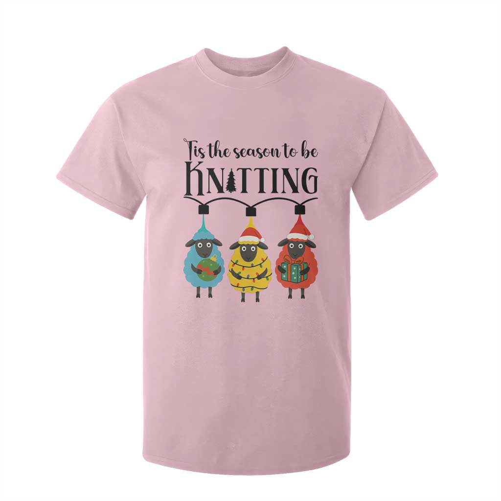 Tis The Season To Be Knitting T Shirt For Kid Christmas Gift TS12 Light Pink Print Your Wear
