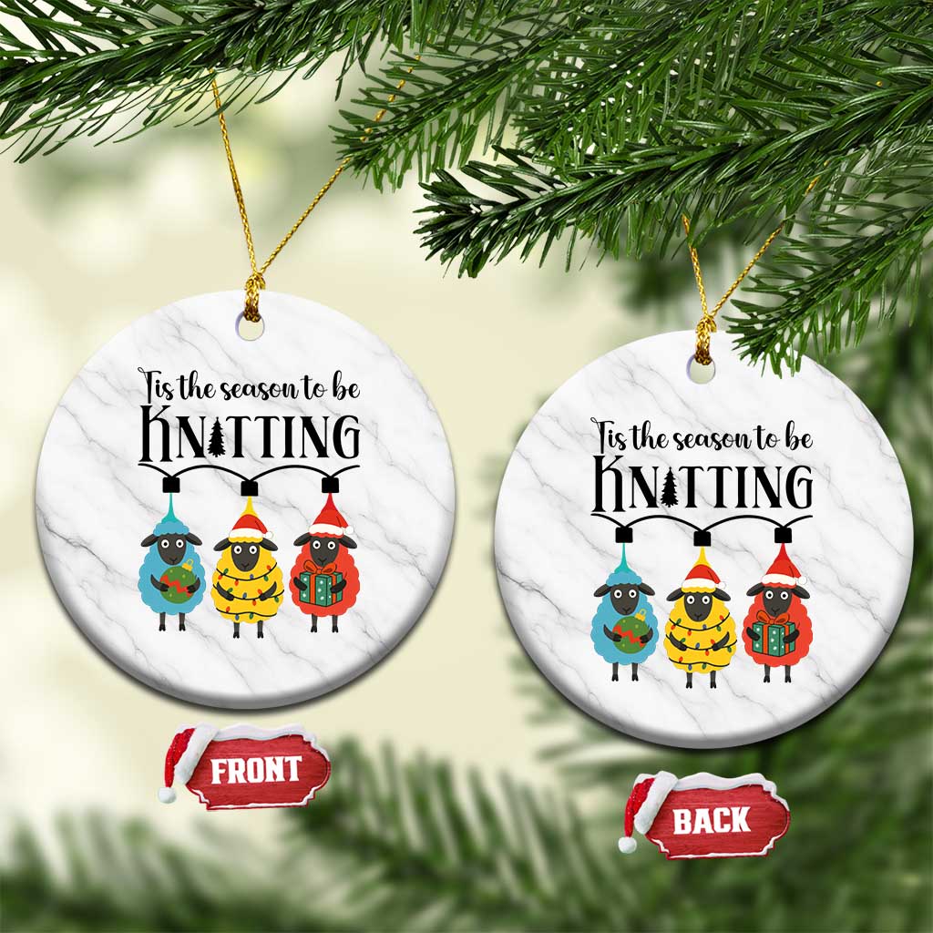 Tis The Season To Be Knitting Ceramic Ornament Xmas Gift TS12 1pc White Marble Print Your Wear