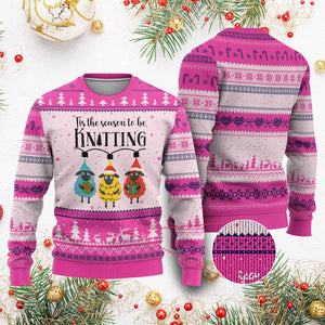 Tis The Season To Be Knitting Ugly Christmas Sweater Xmas Gift TS12 Hot Pink Print Your Wear