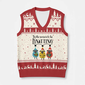Tis The Season To Be Knitting V-Neck Knit Sweater Vest Xmas Gift TS12 Beige Red Print Your Wear