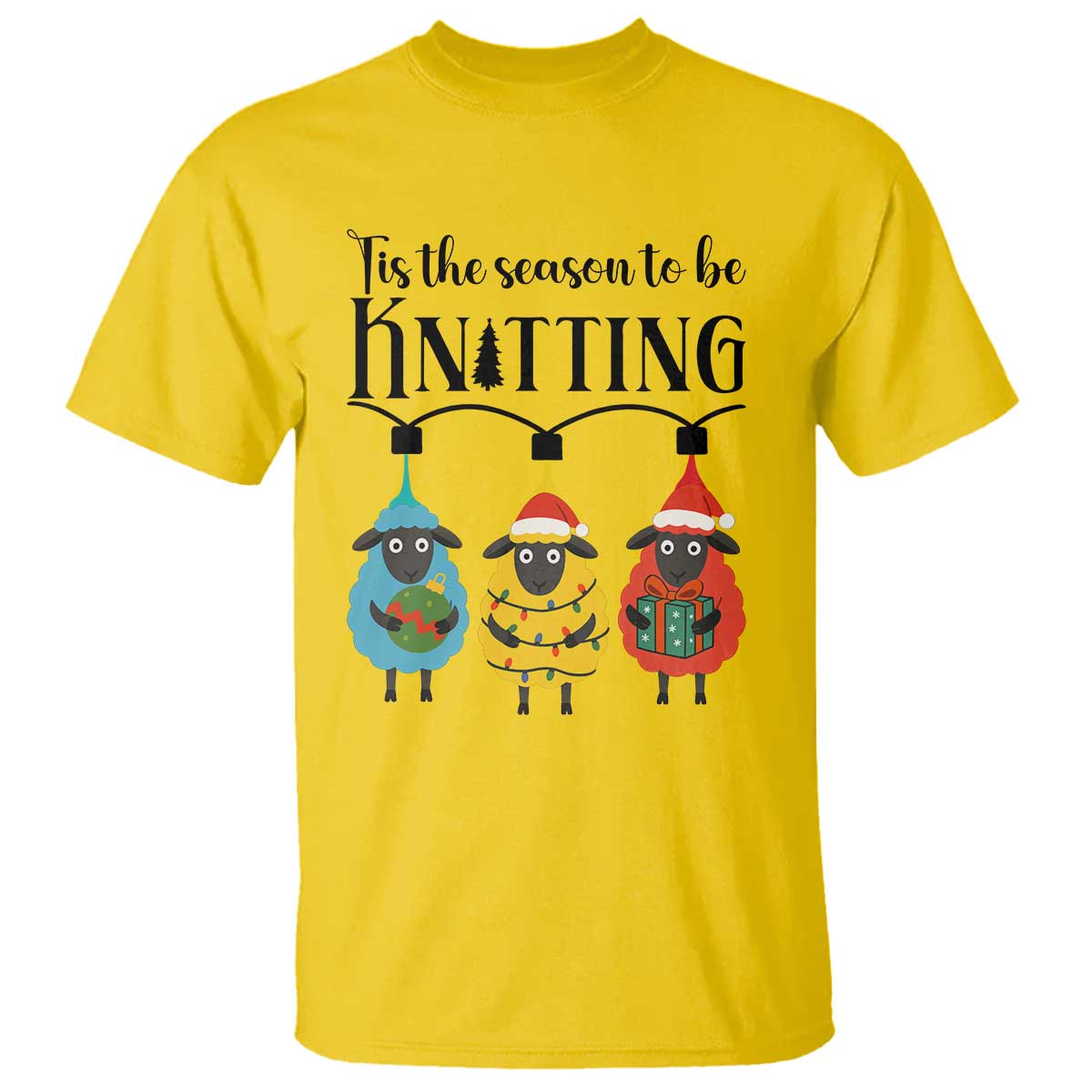 Tis The Season To Be Knitting T Shirt Christmas Gift TS12 Daisy Print Your Wear