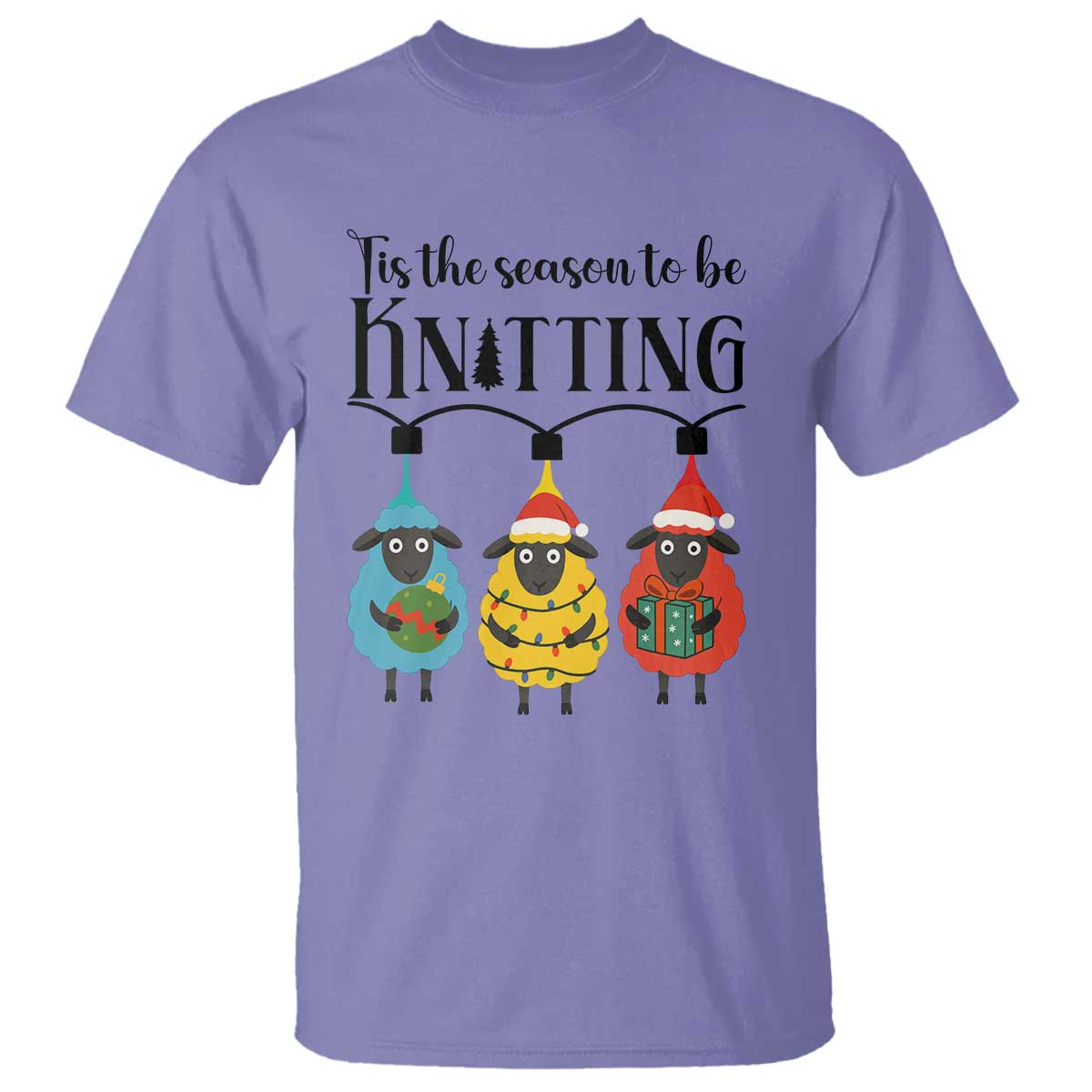 Tis The Season To Be Knitting T Shirt Christmas Gift TS12 Violet Print Your Wear