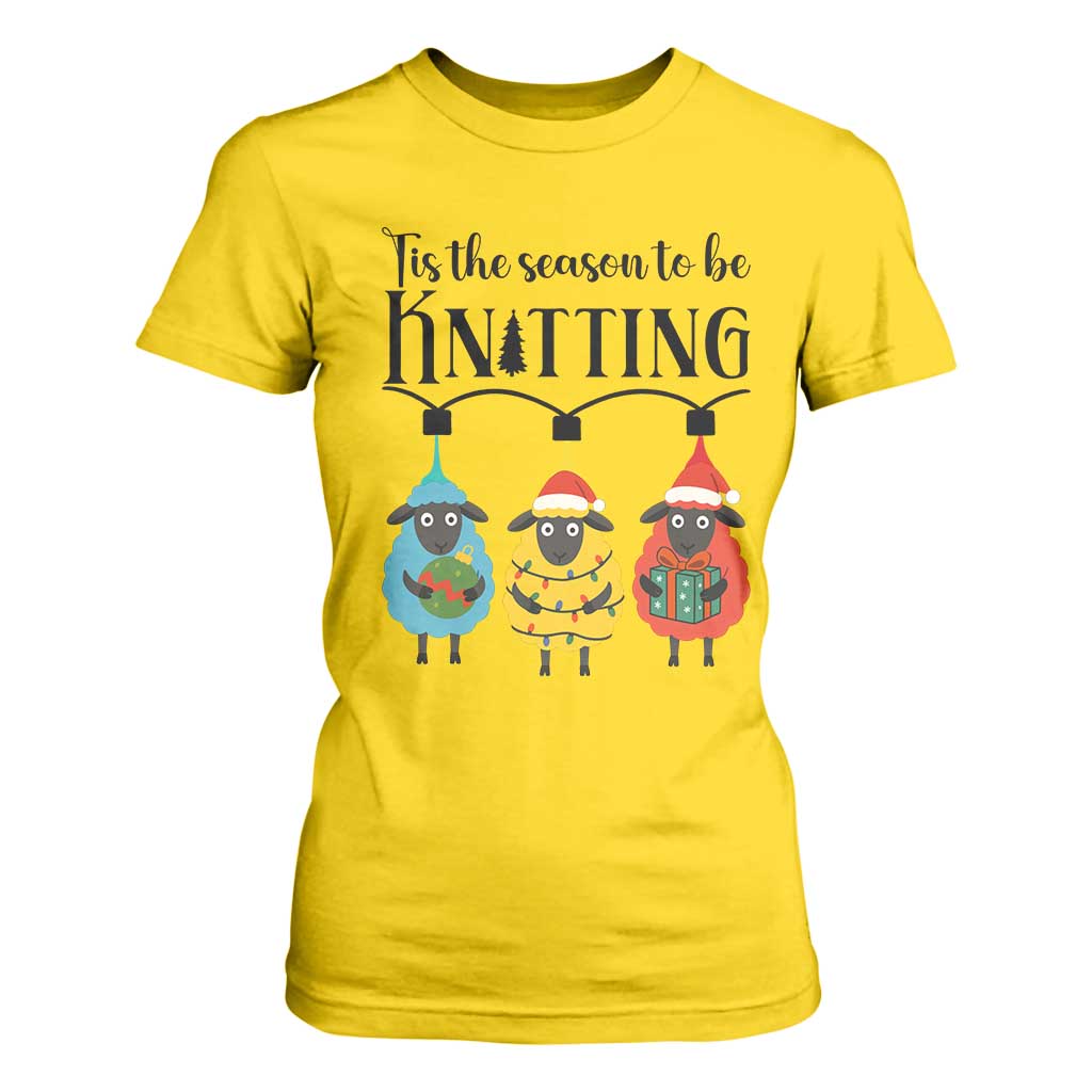 Tis The Season To Be Knitting T Shirt For Women Christmas Gift TS12 Daisy Print Your Wear